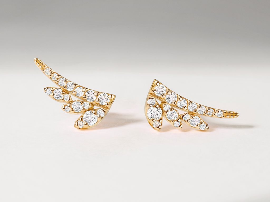 Pendiente piercing lead diamonds en oro amarillo de 18 Kt