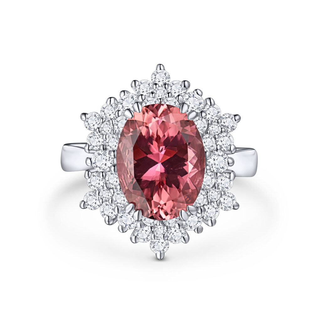 Petra pink tourmaline and diamond ring in white gold